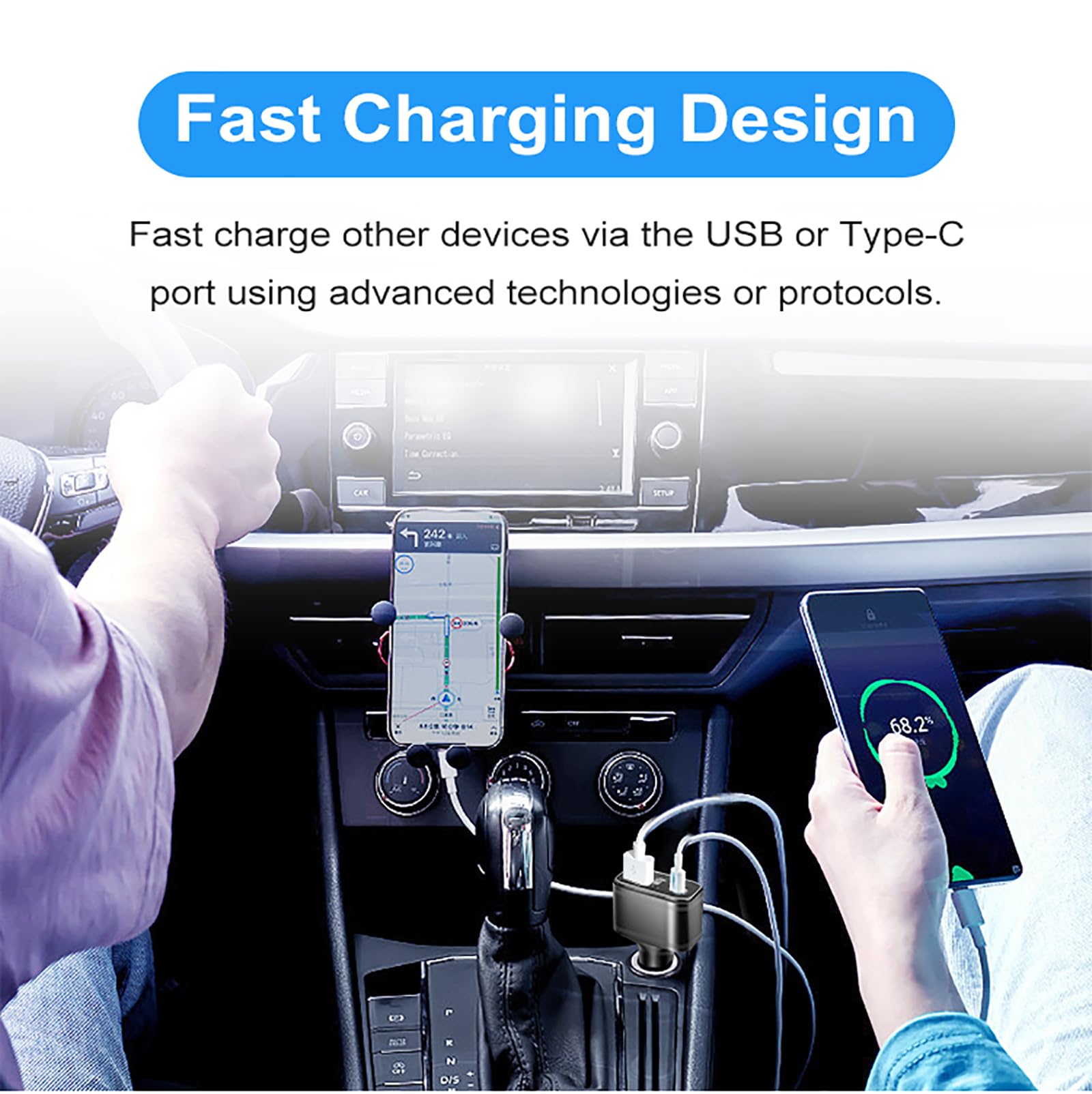 4G Localizzatore Gps Caricabatterie Auto con type C/A - App Facile da Usare, Posizione in Tempo Reale, Allarmi e avvisi - Sempre Connesso - Blocco motore, Controlla i veicoli da Portale App/Web/SMS