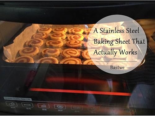 Vista 7 de Juego de 5 bandejas para hornear, de acero inoxidable, tamaño 10 x 8 x 1 pulgada, no tóxicas y saludables, libres de óxido y fáciles de limpiar