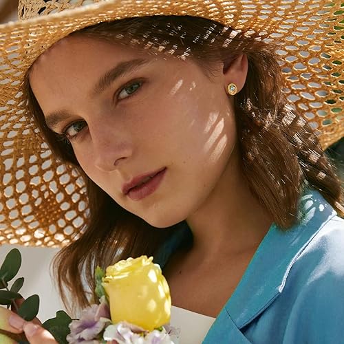 Miniatura 3 de Phyonio Women's Turquoise Necklaces Stud Earrings, 14K Gold Plated Mother of Pearl Heart Necklace 925 Sterling Silver Irregular Rose Quartz Pendant