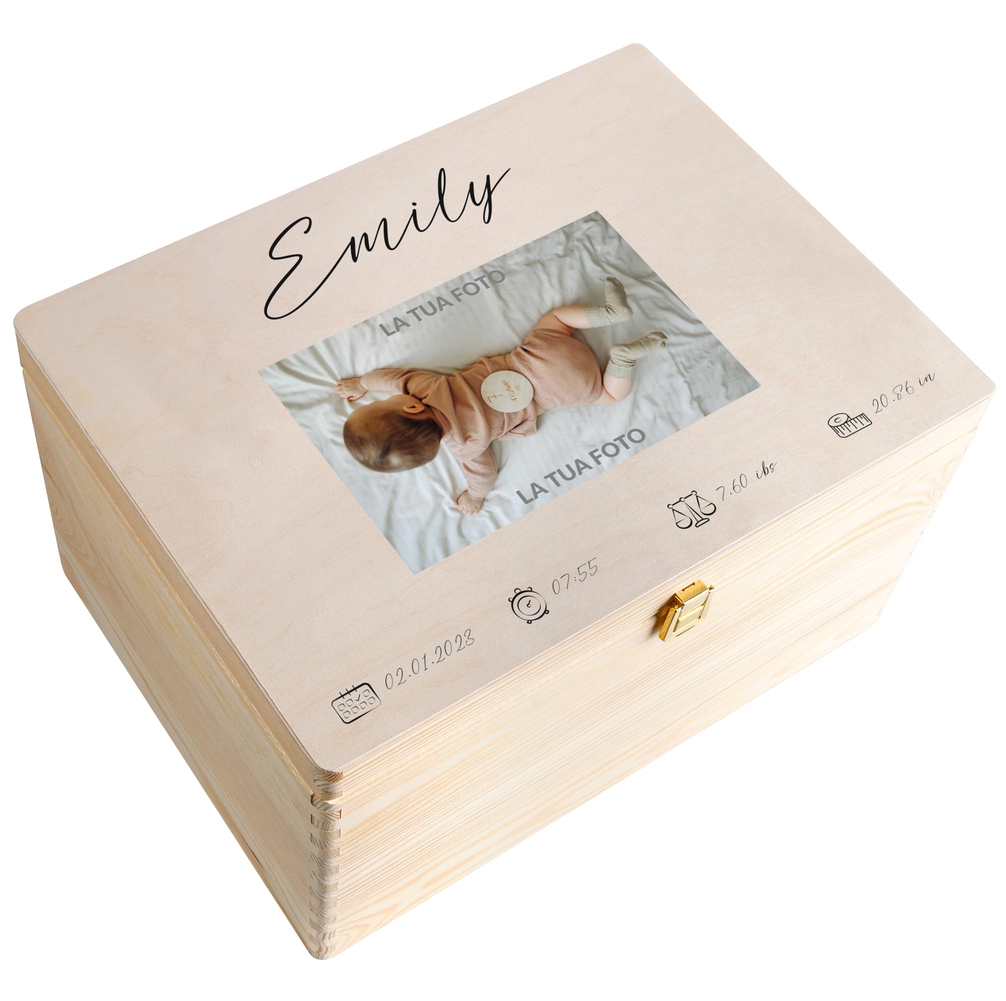 Creative Deco Scatola dei Ricordi in Legno per Neonato con Foto