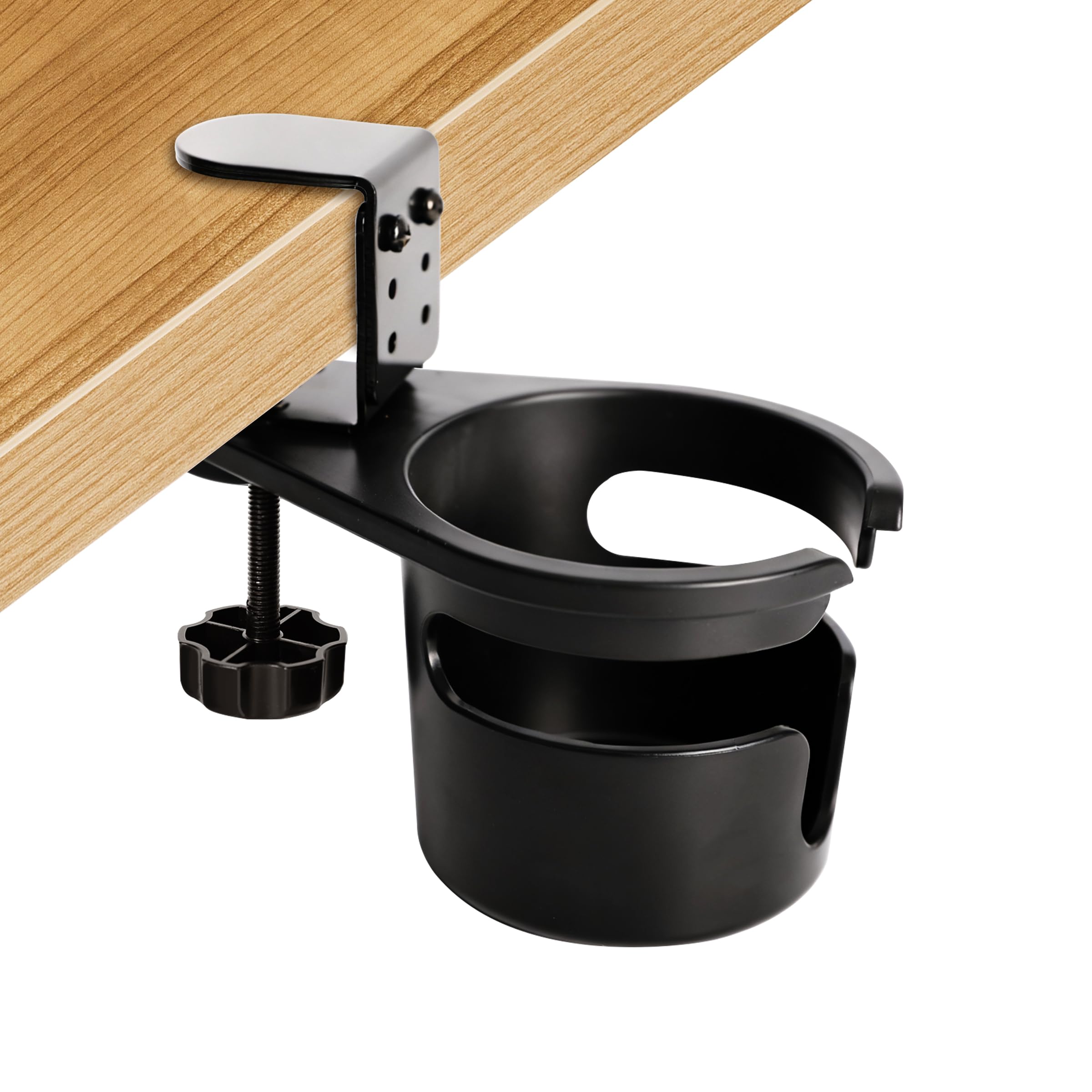 Desk Cup Holder Clamp, 360° Rotating Anti Spill Cup Holder, Table Edge Beverage Rack, Adjustable Non Tipping Clip On Table Water Bottle Stand