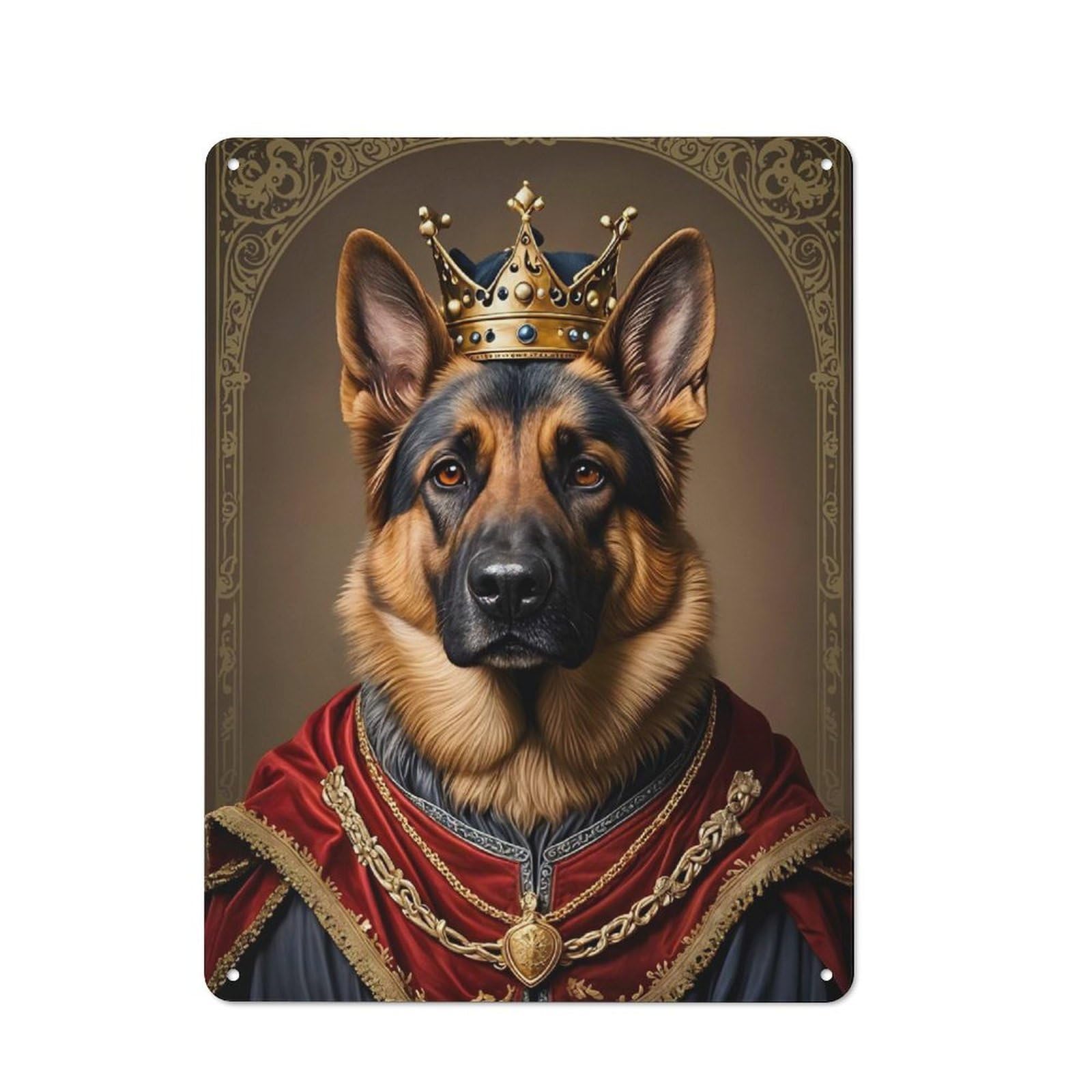 Junmoney German Shepherd King Retro-Style Tin Sign 40X30cm For Kitchen Or Home Bar, Suited To Kitchen Decor Lovers