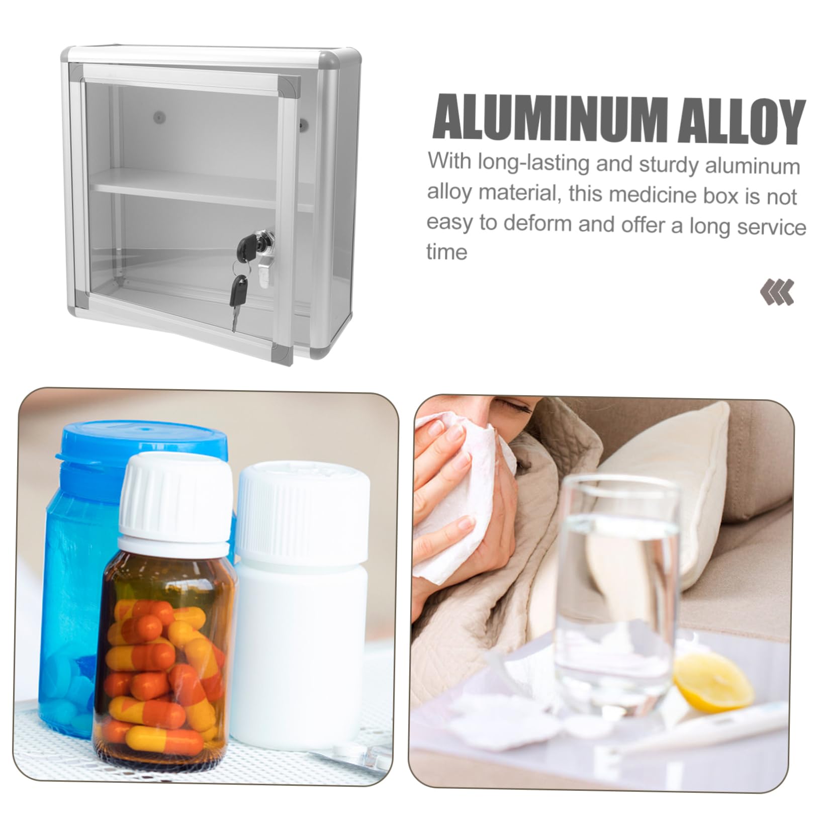 Botiquín De Primeros Auxilios Colgante De Aluminio Multicapa Cerradura para Oficina Viajes y Almacenamiento Seguro