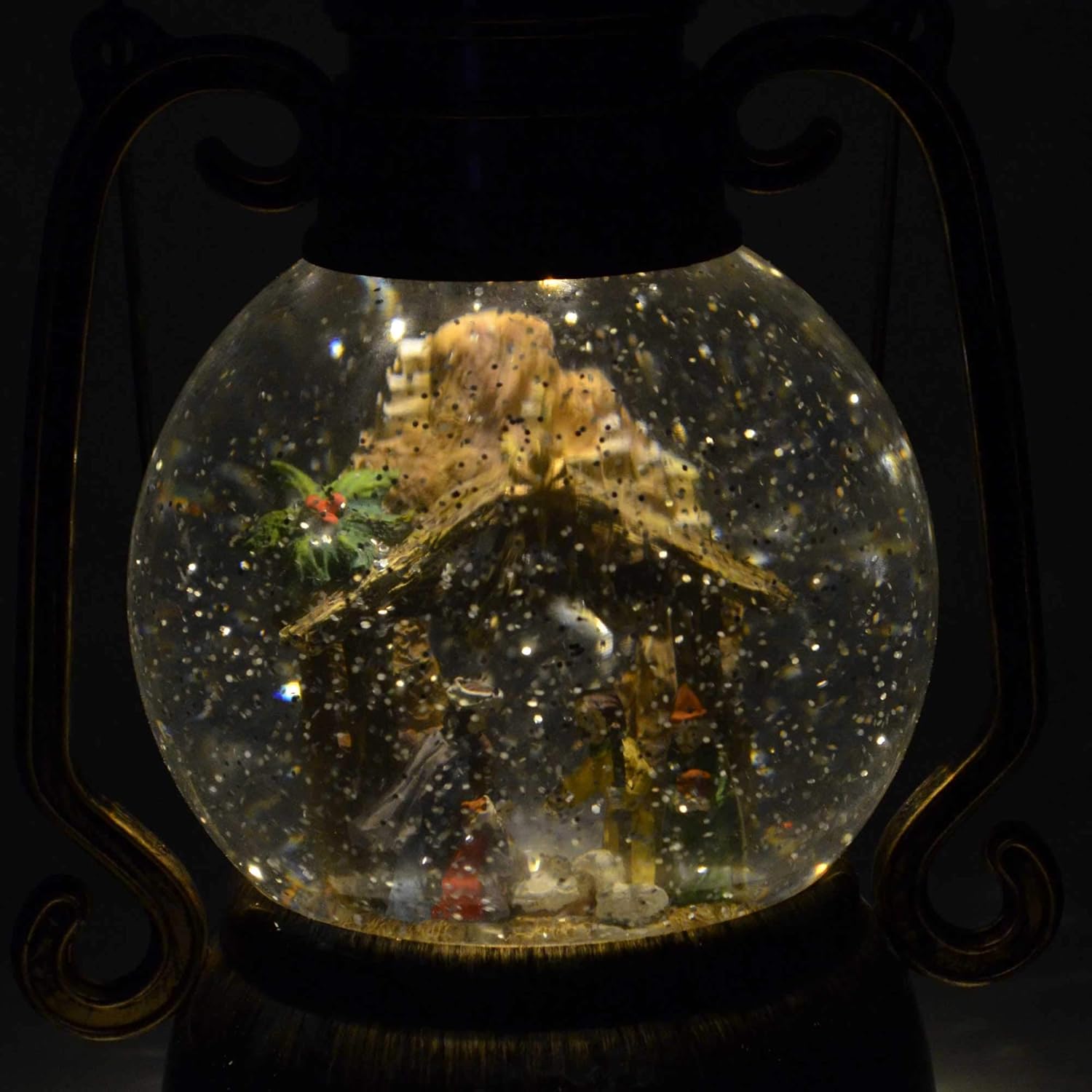 Shatchi 30CM Large Christmas Musical LED Water Filled Swirling Glitter Lantern Light Nativity Decoration Xmas Home Décor Gifts 11" Snow Globe Battery Operated, Multi