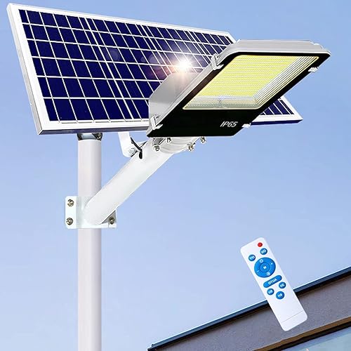 Luces de calle solares de 2500 W para exteriores luces de inundación solares del atardecer al amanecer para exteriores con control remoto luz diurna