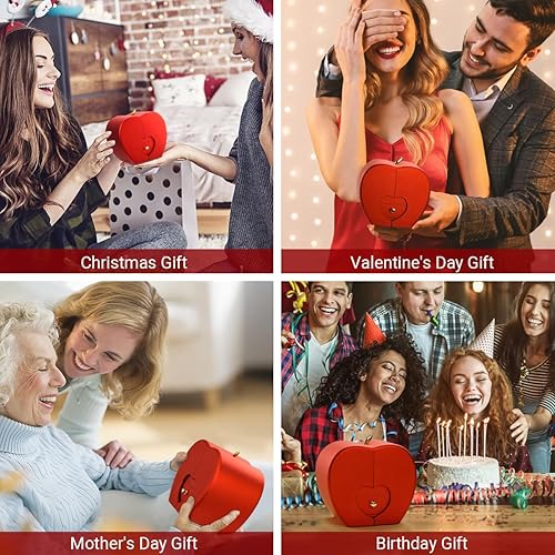 Miniatura 8 de Emibele Collar de rosa real preservada con corazón, flores eternas y collar de corazón de cristal, regalos románticos para mujeres, mamá, esposa,