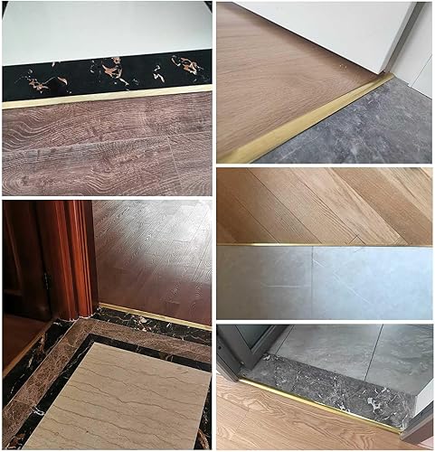 Miniatura 6 de ZIMGOD Tira de transición de piso de latón, moldura en T, umbral de piso laminado para pisos de alfombra a azulejos, cubierta de costura de piso de