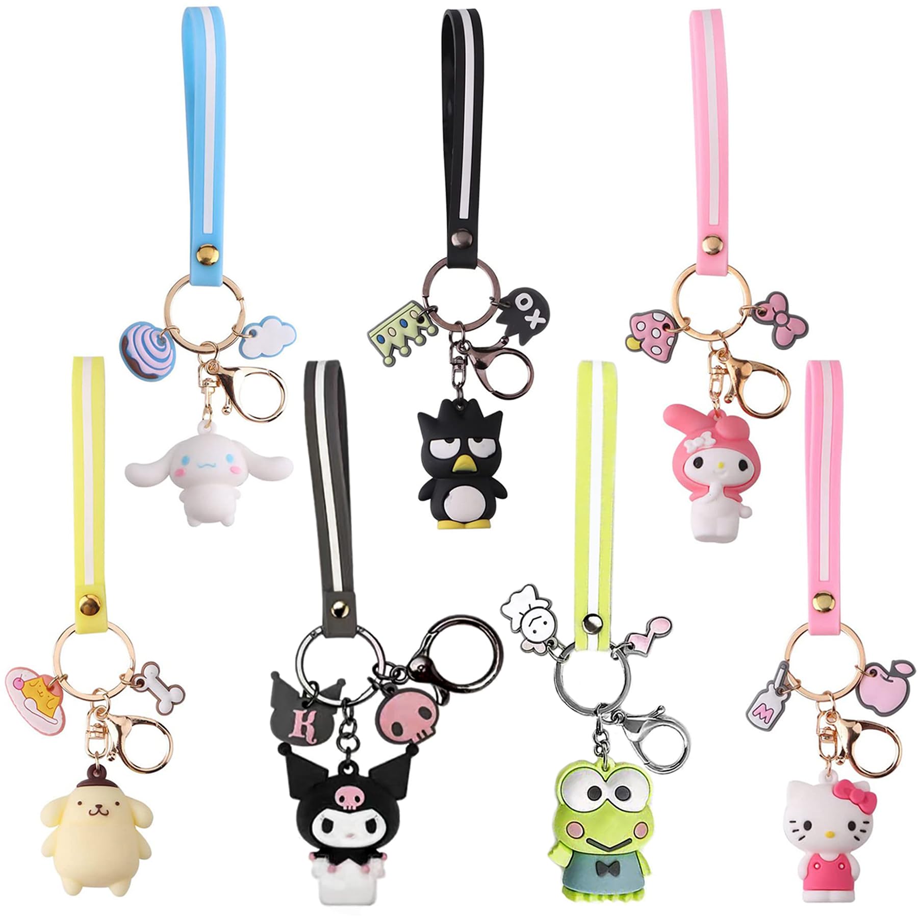 flysclean 7 Pcs Lovely Anime Keychain Set - Cute Anime Figure Pendant Kawaii Creative Gifts Accessories Key Chains Cake Topper