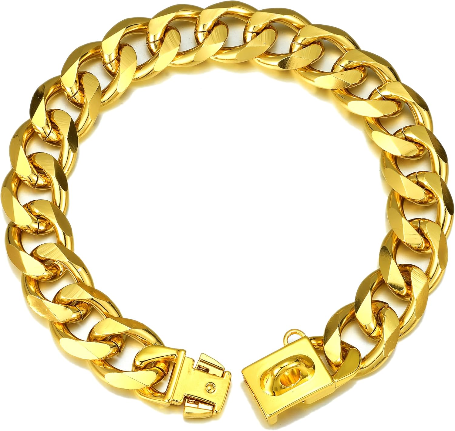 19mm Gold Plated Metal Cuban Link Chain Collar with Quick Release Buckle- Ultra Lightweight & Durable - Sizes (10”-26”) - Perfect for Dogs & Fashion Accessories (20 Inch)