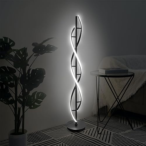 Lámparas de pie en espiral de 63 pulgadas para sala de estar, lámpara de pie LED moderna de 36 W con control remoto, temperatura de color regulable