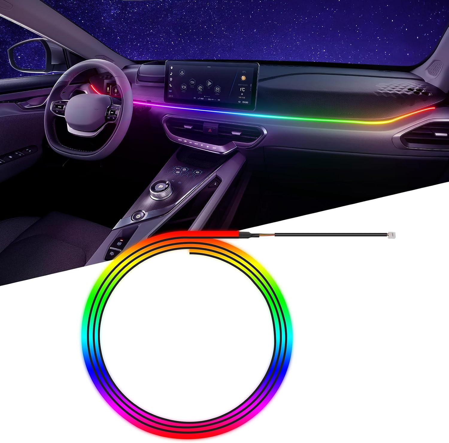 Upgraded Dreamcolor Acrylic Car Interior Lights Strips 29-inch