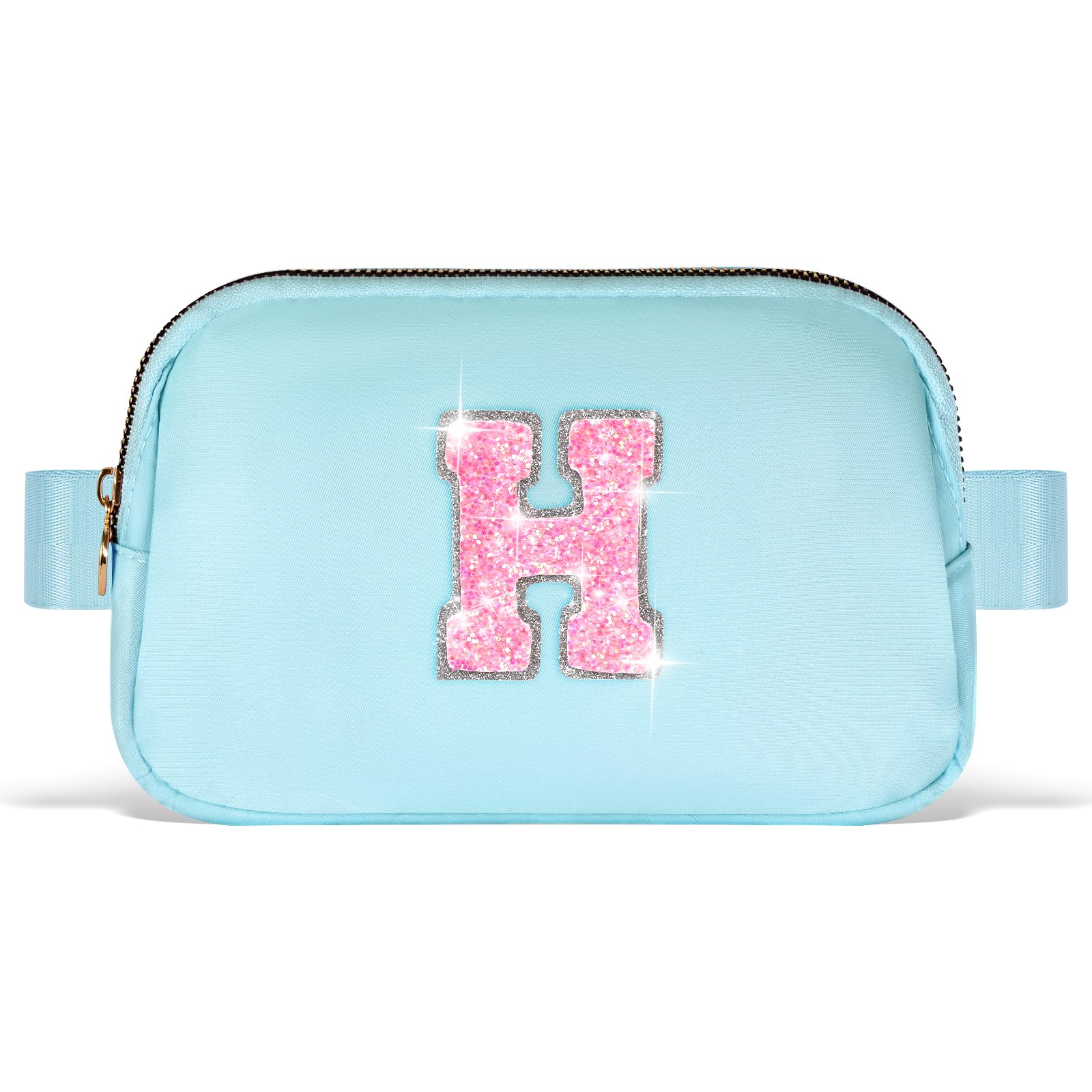 Uygafly Fanny Pack Belt Bag Crossbody Bags with Initials Letter Patch Trendy Stuff for Teens Cute Stuff Birthday Gifts for Teenager Girls | H,Blue Bag