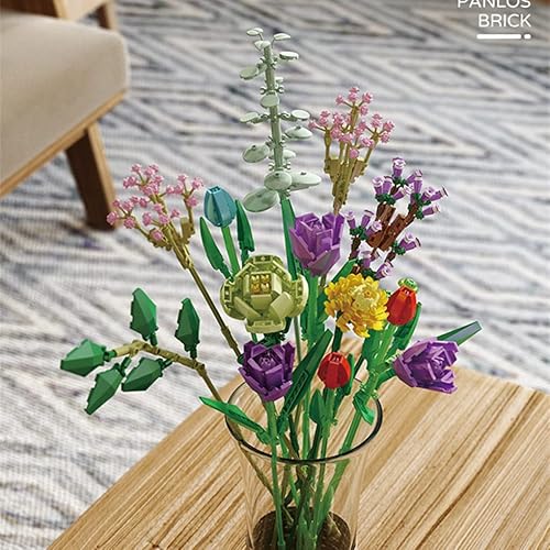 Miniatura 2 de Decoración del hogar, ramo de flores, juego de construcción de flores artificiales, juego de exhibición coleccionable para decoración del hogar,