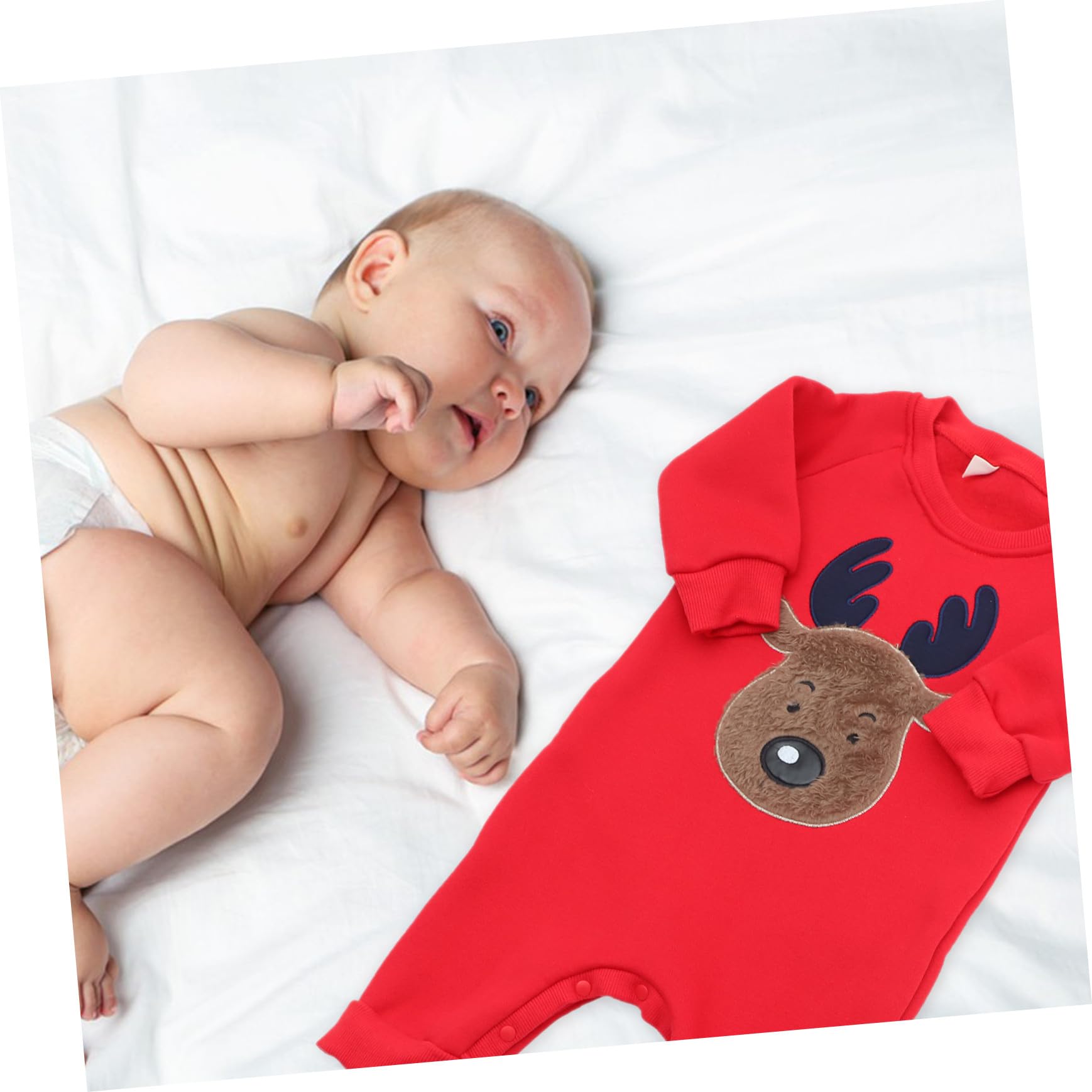 FRCOLOR Mono Niña Recién Nacido Invierno con Forro Polar Rojo de de Manga Larga para Niña Ropa Cálida y Cómoda para Cambio Fácil de Pañal para Fiestas Navideñas y Diario
