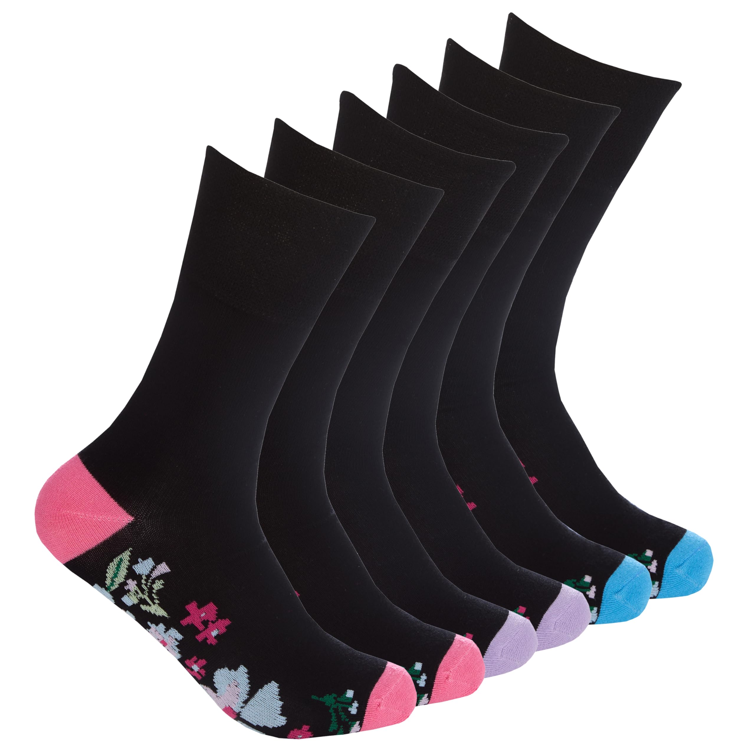 Metzuyan Ladies Womens Diabetic Non Elastic Bamboo Socks Loose Top Pink Lilac Blue 4-8