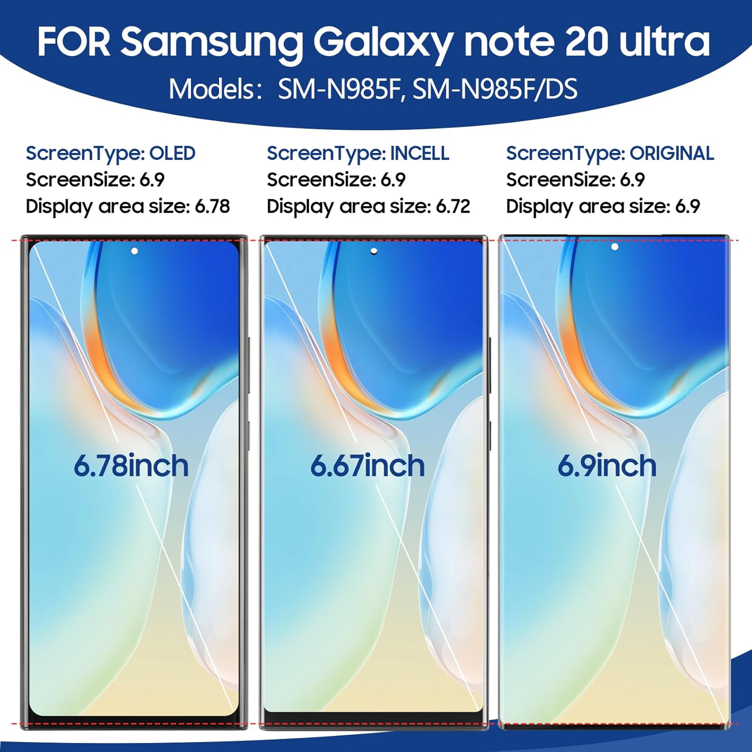 Incell for Samsung Note 20 Ultra 4g Screen Replacement for Samsung Galaxy Note 20 Ultra 5g LCD Screen Kits SM-N986U Digitizer Repair Touch Display Assembly with Frame (Mystic Bronze, Gold)
