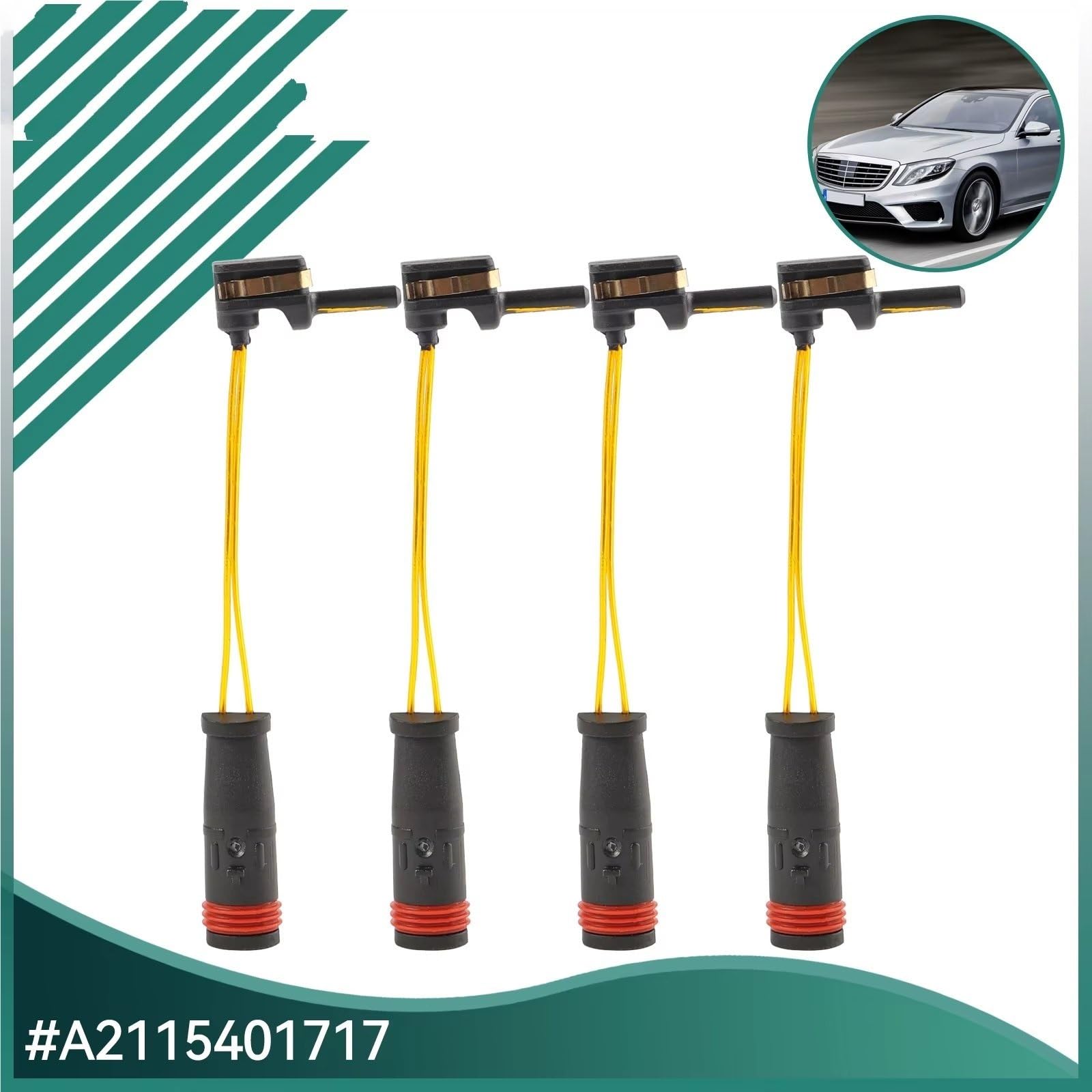 Compatible con Maybach para 57 62 2003 2004 2005 2006 para 57 S 2006 Sensor de Desgaste de Pastillas de Freno Delanteras y traseras A2115401717 2115401717 (4 Piezas)
