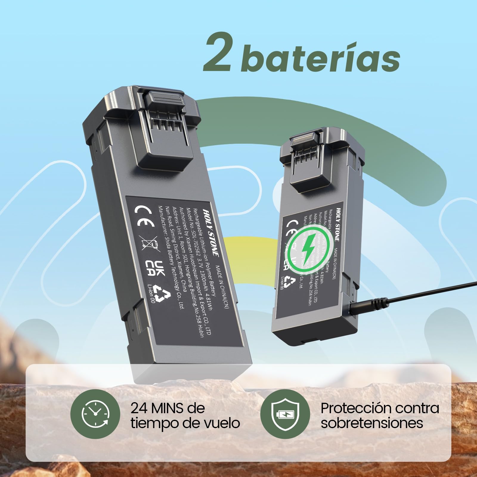 Dron plegable Holy Stone HS290 con cámara FPV HD de 1080P, cuadricóptero RC con flujo óptico, control por aplicación, 3 velocidades, 2 baterías modulares, regalo de juguete cristiano para niños, C0