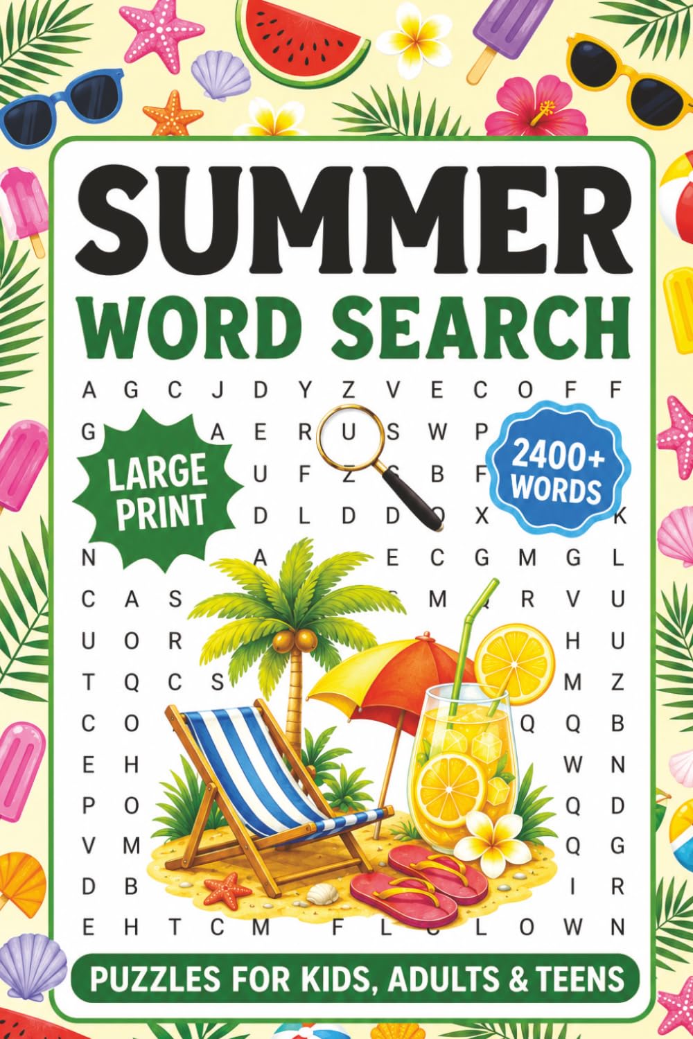 Summer Word Search for Adults: Large Print, 2400+ Words