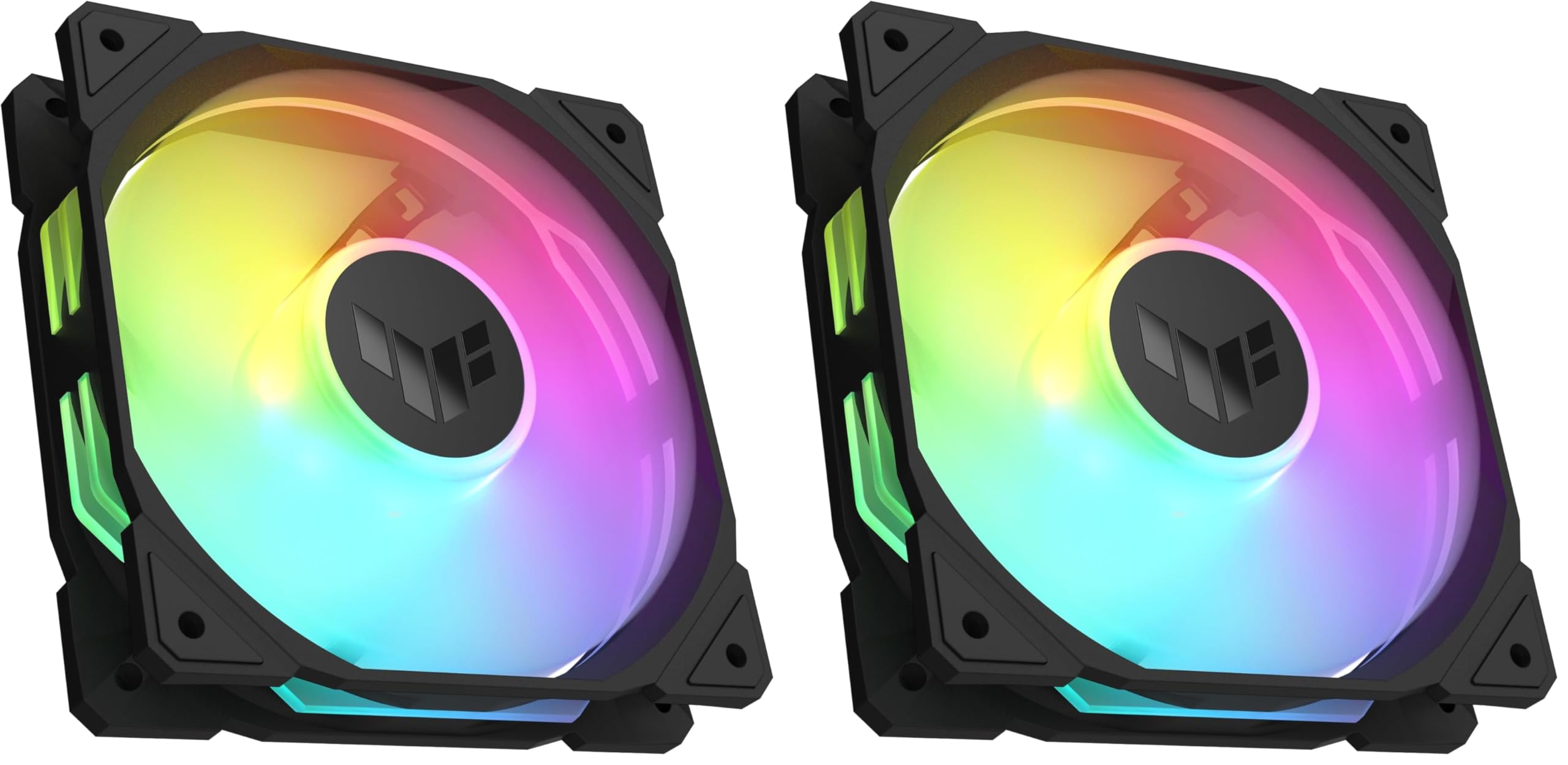 ASUS TUF Gaming TR120 ARGB Standard Blade Black Gehäuselüfter Single Pack (120mm PWM PC Lüfter, 2000 rpm, 3,3 mm H2O, 77,4 CFM Luftstrom, 16 einzeln adressierbare RGB-LEDs, schwarz) (Packung mit 2)