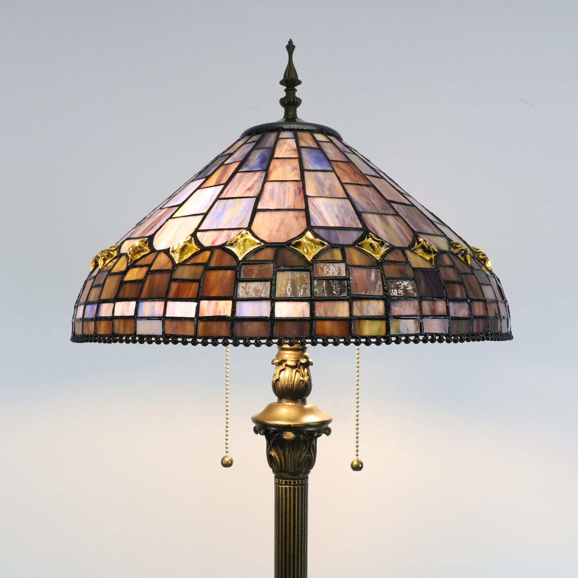 Tiffany Stil Vintage Stehlampe, 16 Zoll Buntglas Lampen für Wohnzimmer, Schlafzimmer Büro Beleuchtung Rustikale Ecke Deco Stehende Hohe Lesung Einzigartige Bronze Leseecke Lampe