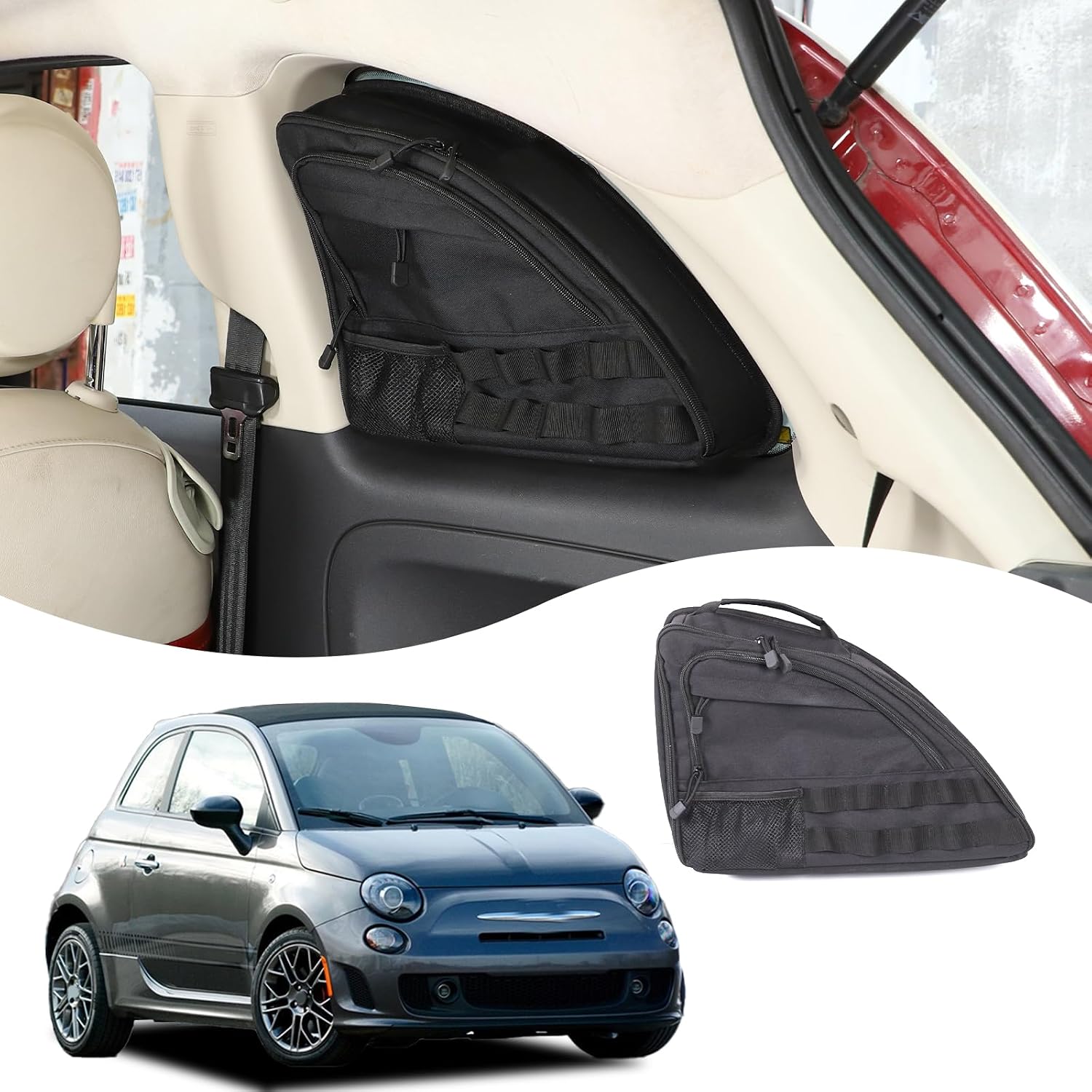 HAPPYHORSE Car Trunk Storage Bag Organizer Compatible with Fiat 500 2007-2024 trunk Storage Organizer Multi-Compartment Oxford Cloth Car Storage Bag Increase Accessories (Right)