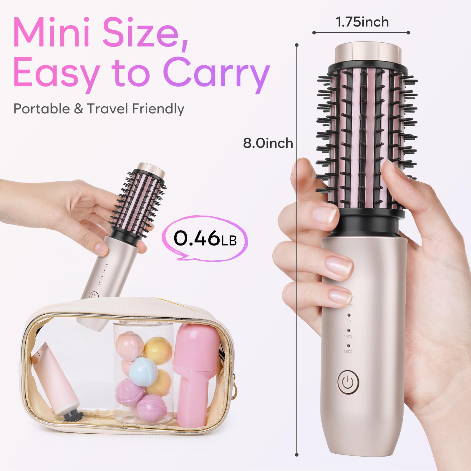 Cordless Curling Iron Brush 2025 New Portable Travel Curling Iron