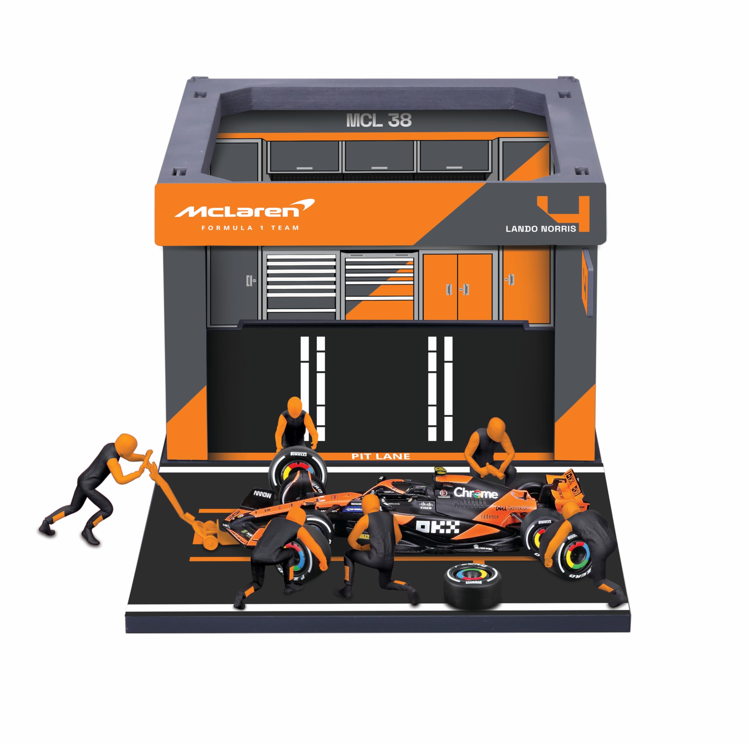 1:43 F1 MCLAREN MCL38 2024 PIT PASS DIORAMA NORRIS