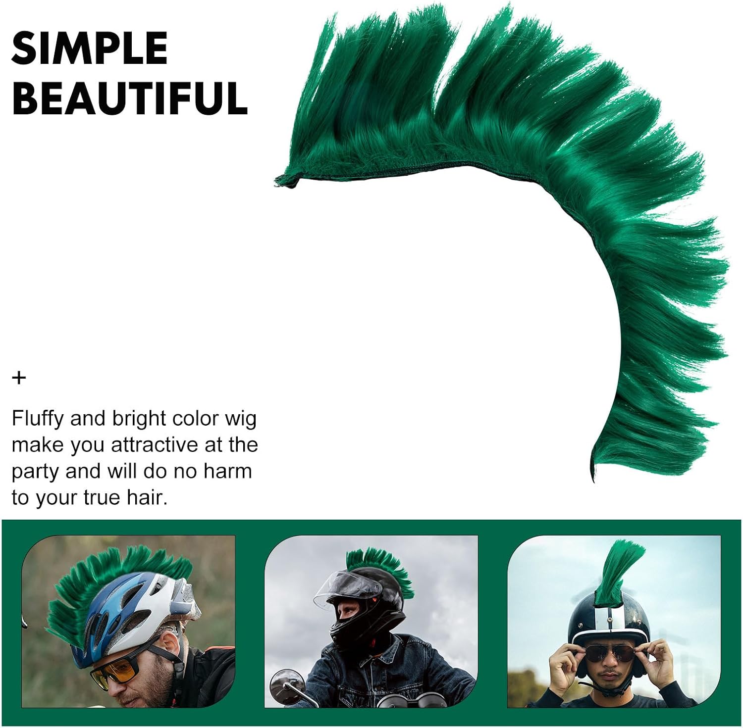 Sosoport Mohawk Wig Mohawk Wigs Patch Fashionable Wig Adornment Party Hairpiece Green 31x9cm