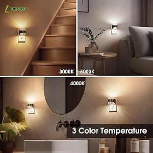 L LOHAS LED Night Light, Bubble Night Lights Plug into Wall, 3000K/4000k/5000K Adjustable Color Temperature Night Light,Dimmable Nightlights with Dusk to Dawn Sensor for Rooms Bathroom Hallway