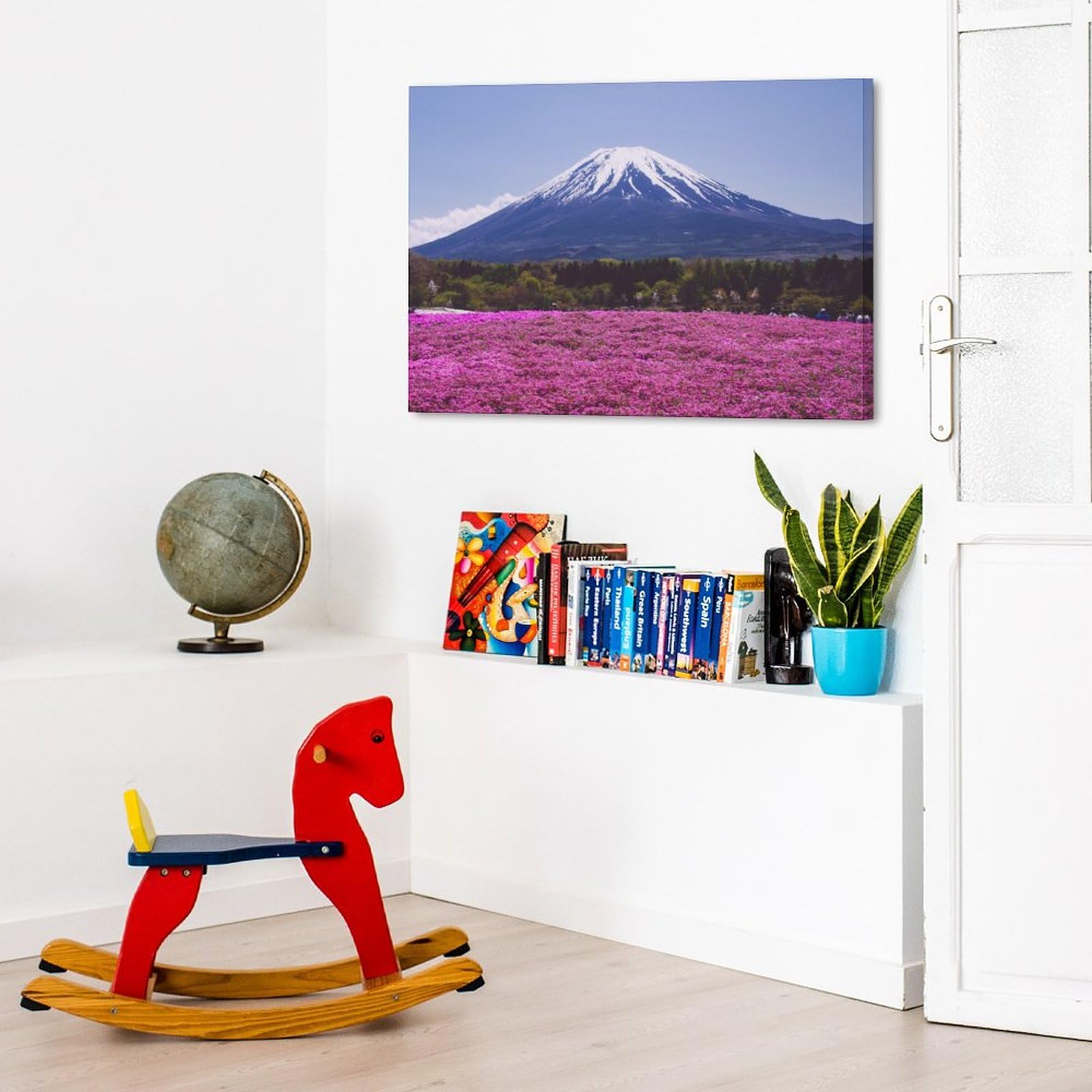 Amazon.co.jp: 絵画 富士山の前のピンクの花畑インテリア 絵画 日本の