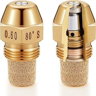 2 Pcs Hollow Oil Burner Nozzle 0.6-80 B Replacement Spray Brass Oil Fuel Burner Nozzle 80 Degree