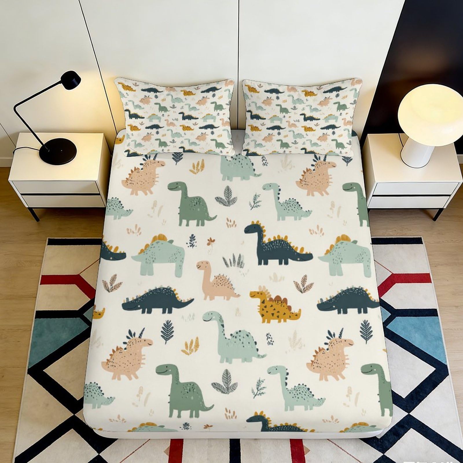 Pnayamiorkfel Style-8 3D Printed Cartoon Dinosaur Fitted Sheet Microfiber Soft Breathable Animal Bed Cover For Bedroom Guest Room Decor 90X200x25cm