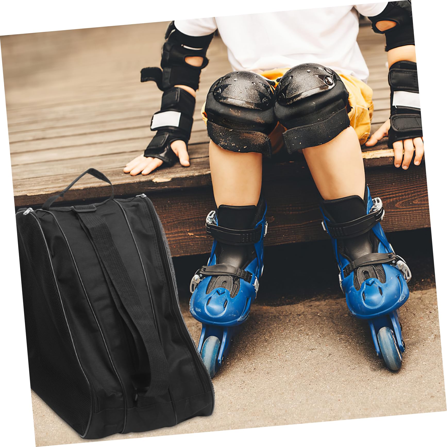 BESPORTBLE Borsa da Pattinaggio Zip Oxford Nero, 2 Unitá, Design Semplice e Funzionale per Conservare Scarpe da Skate Inline o Ghiaccio, per Uso Esterno