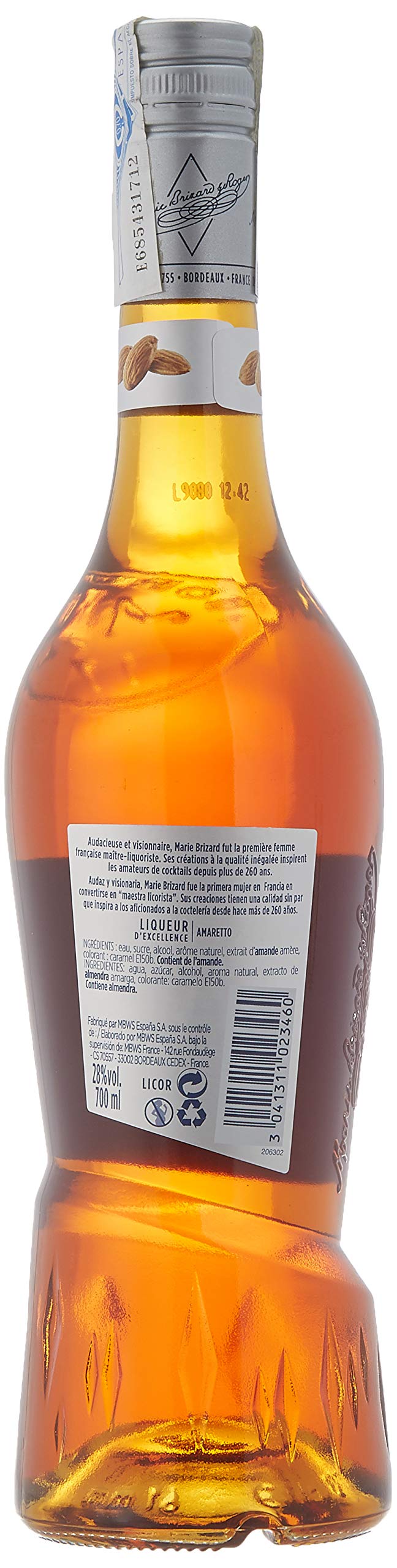 Marie Brizard Licor Amaretto - 3 botellas x 700 ml - Total: 2100 ml