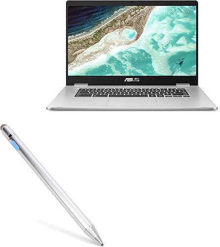 BoxWave Lápiz óptico compatible con ASUS Chromebook C523 – AccuPoint Active Stylus, lápiz digital electrónico con punta ultra fina, color plateado