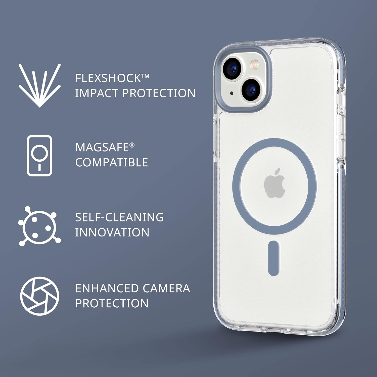 tech21 iPhone 14 Plus Evo Crystal Compatible with MagSafe® – Shock-Absorbing & Scratch-Resistant Clear Phone Case with 16ft FlexShock Multi-Drop Protection