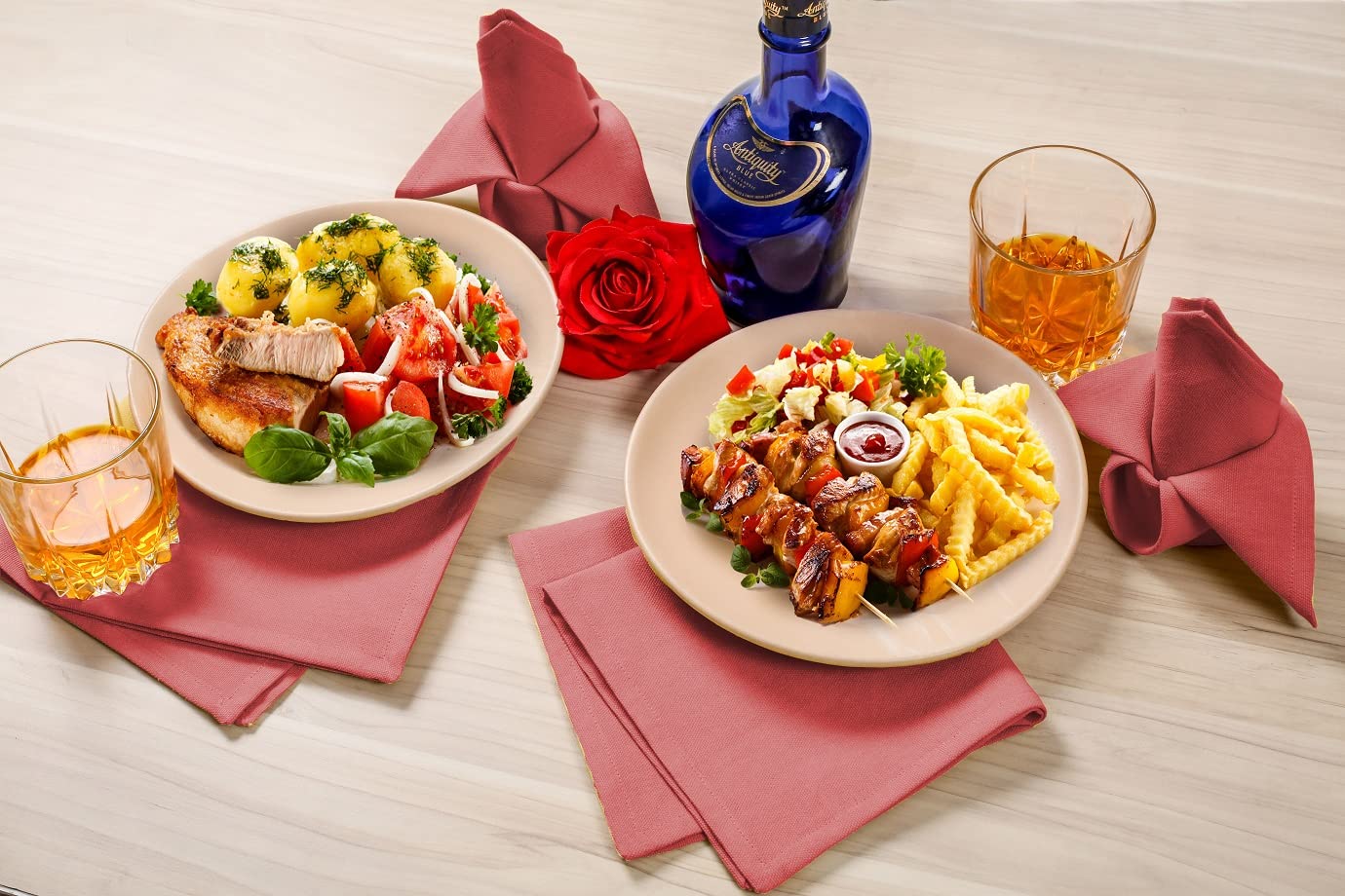 NWF Dinner Napkin 100% Cotton Canvas Napkins for Dining Table Red Kitchen Napkins Multipurpose with Hand Made Napkin (Pack of 6) 14 X 14 Inch.