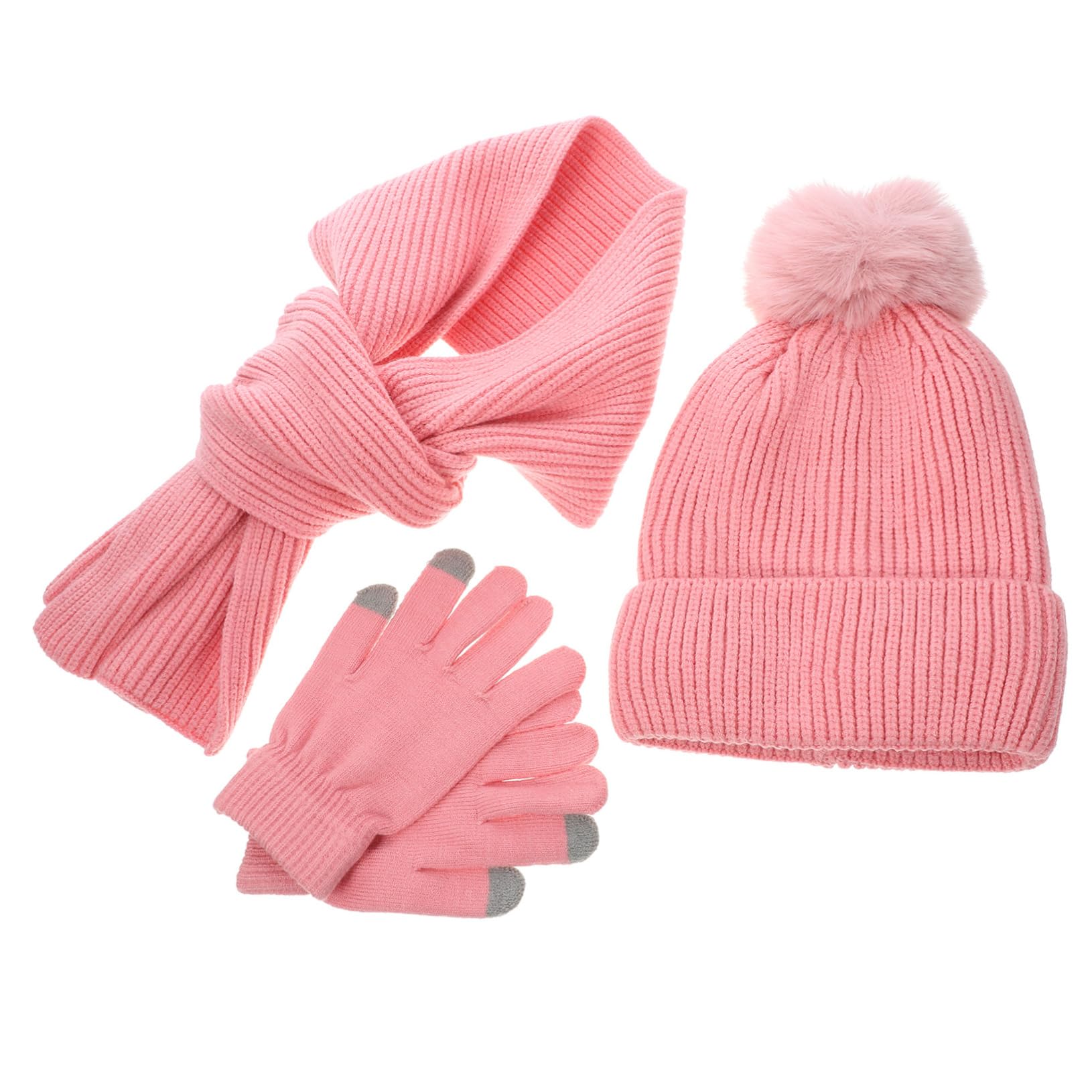 Holibanna Women's Winter Hat Gloves Scarf Set Warm Touch Screen Gloves Beanie Hat Winter Warm Costume for Outdoor Activities