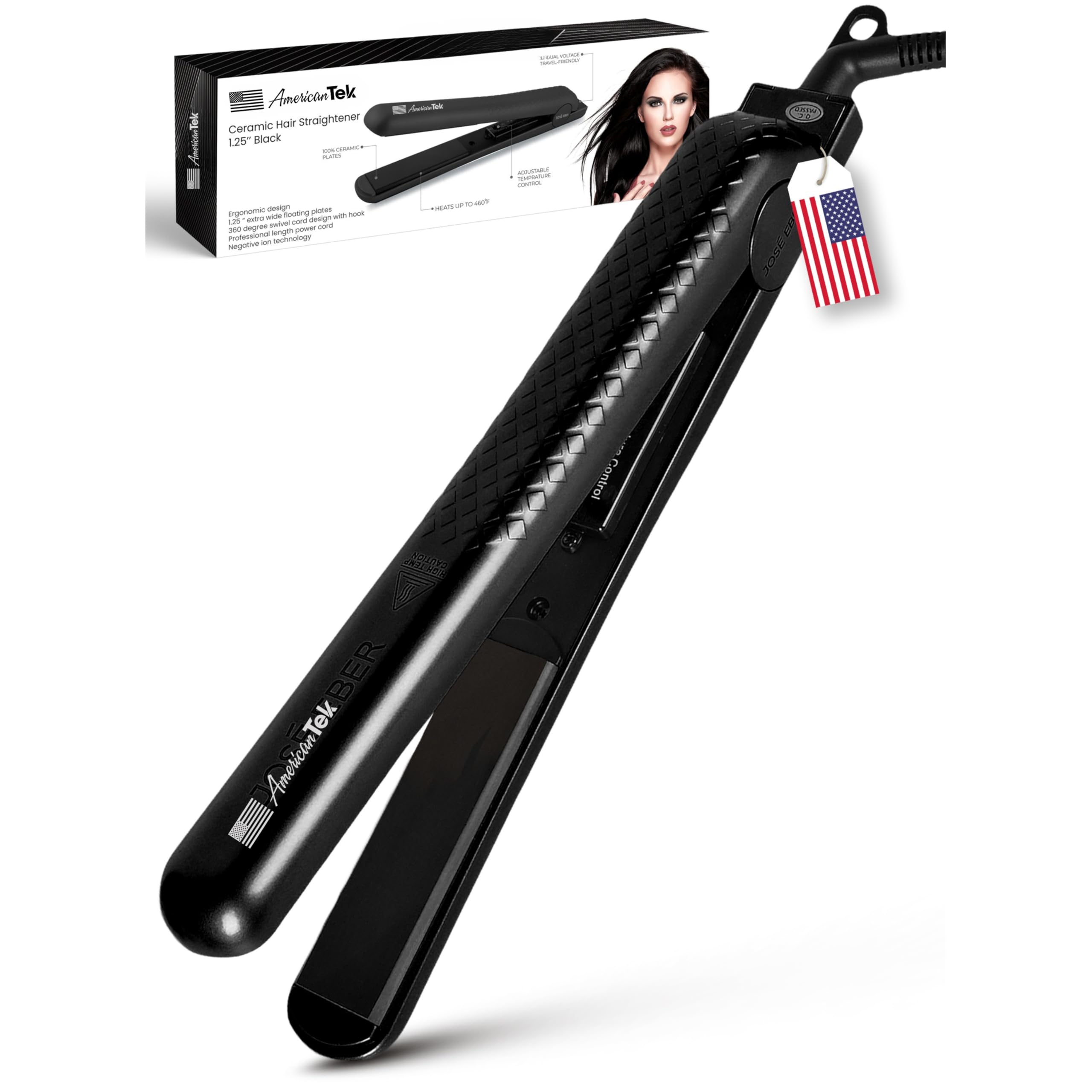 Pure Ceramic Hair Straightener- 1 Pass Professional Flat Iron with Ceramic Plates for Salon-Quality Hair Straightening Results -Hair Iron Straightener Ceramic (Black)