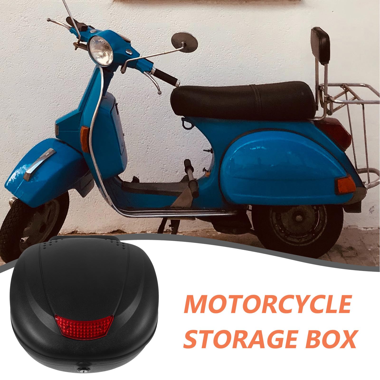 Bauletto per Moto Nero in Plastica Design Riflettente e Capacità Spaziosa, Resistente All'acqua e Usura, per Scooter e Motociclette