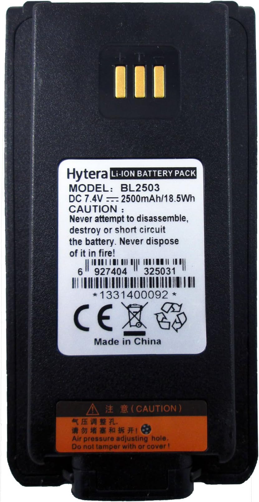 Hytera BL2503 high Capacity 2500 mAh IP67 Water Submersible Battery for DMR PD Series radios