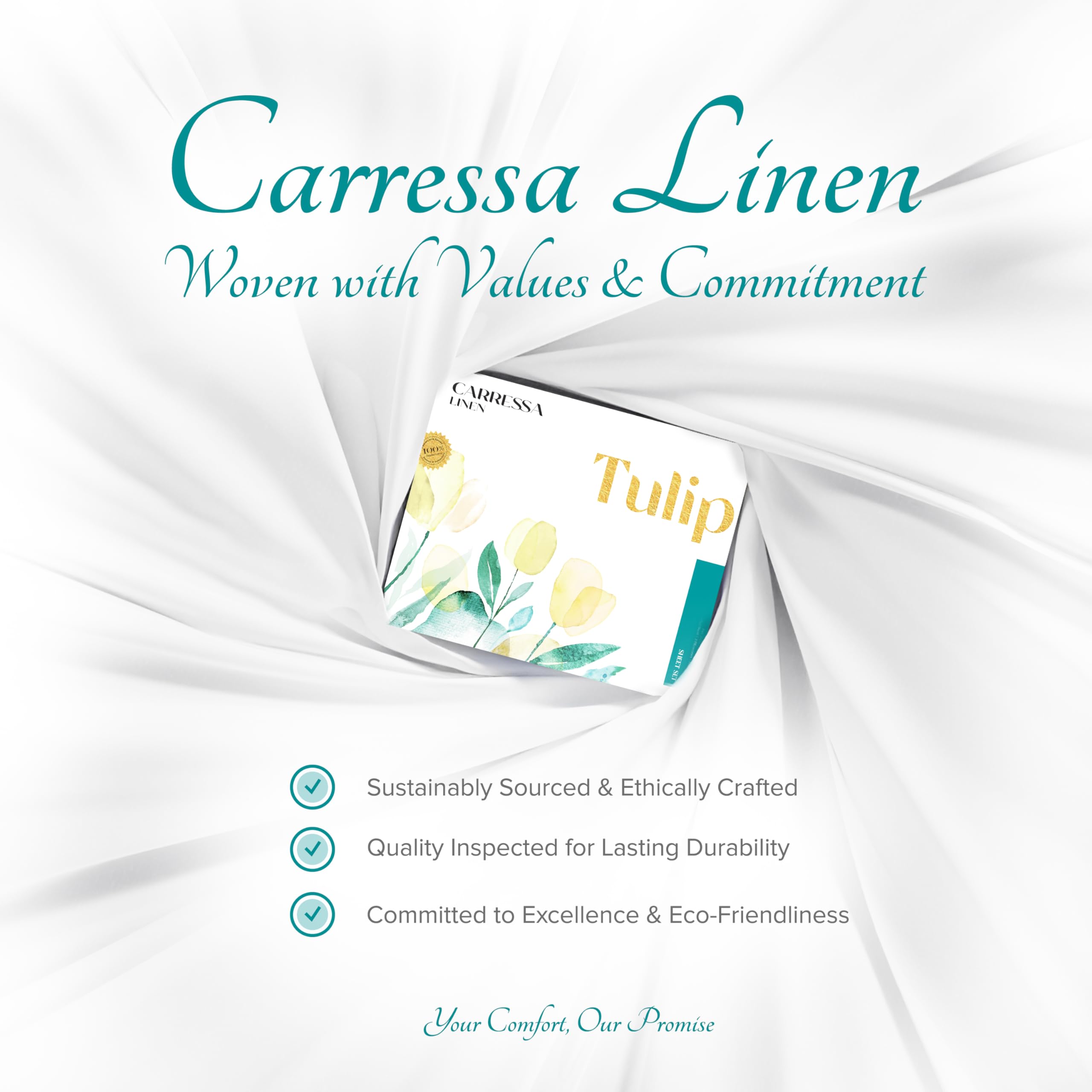 Carressa Linen Egyptian Cotton King Sheets - White -9