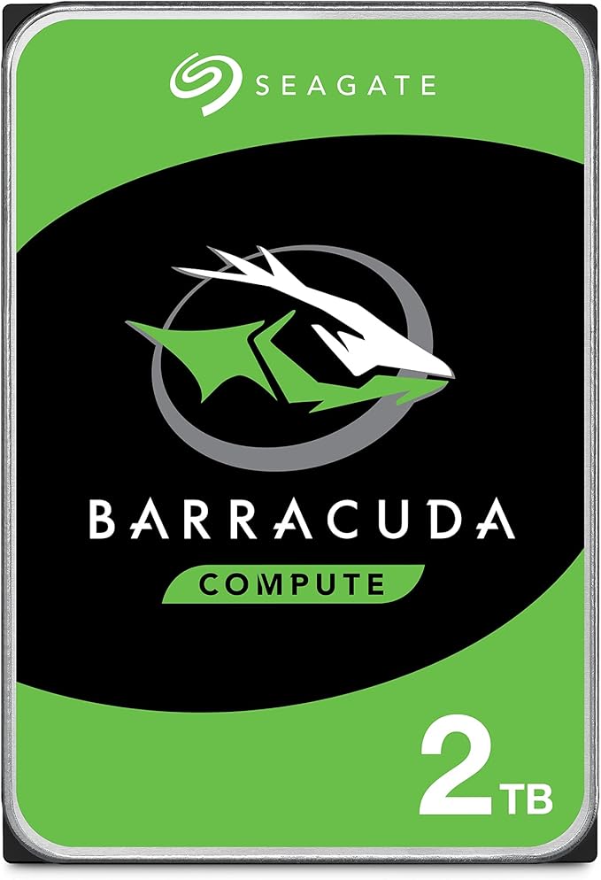 Seagate BarraCuda 2TB, Internal Hard Drive, HDD, 3.5 Inches, SATA 6 GB/s, 7200 RPM, 256 MB Cache for Desktop and PC, Easy Open Enclosure, Rescue Services (ST2000DMZ08)