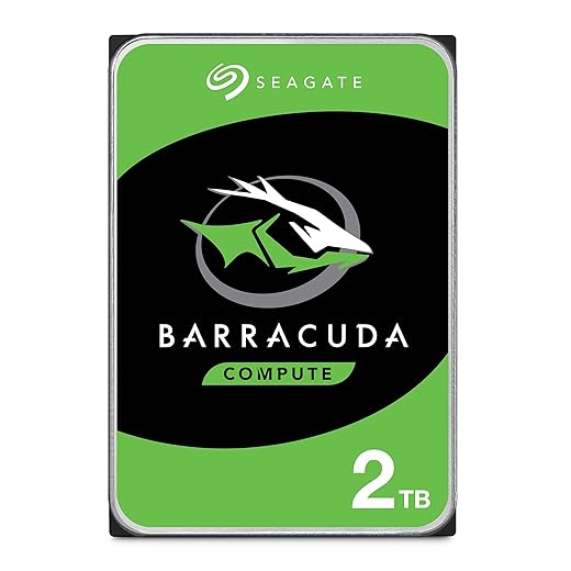 Seagate BarraCuda 2TB, Disco Duro Interno, HDD, 3.5 Pulgadas, SATA 6 GB/s, 7200 RPM, cache de 256 MB para computador de sobremesa y PC, embalagem aberta fácil, Rescue Services (ST2000DMZ08)