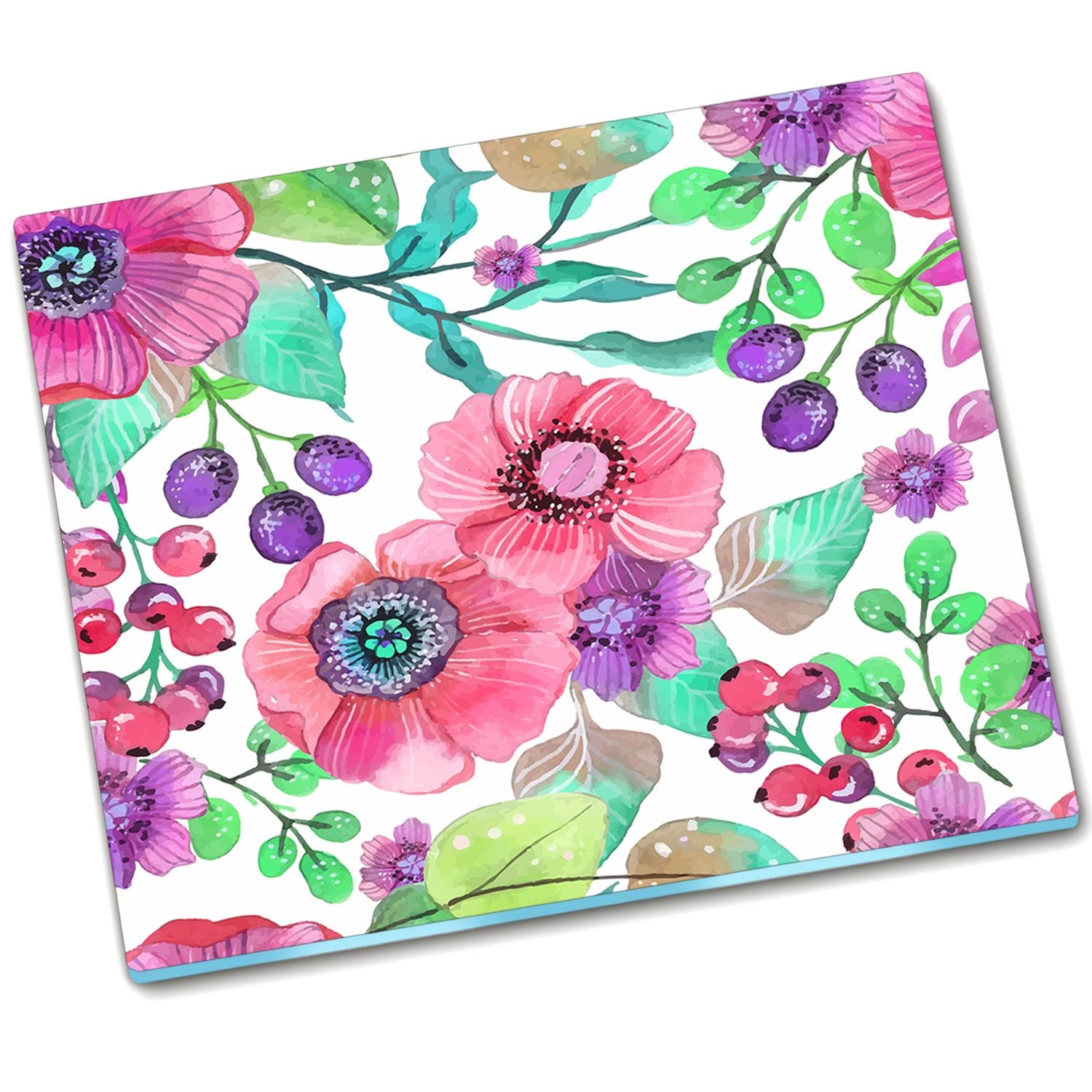 Plaque de couverture de poêle en verre durci 60x52 cm élégance florale durable