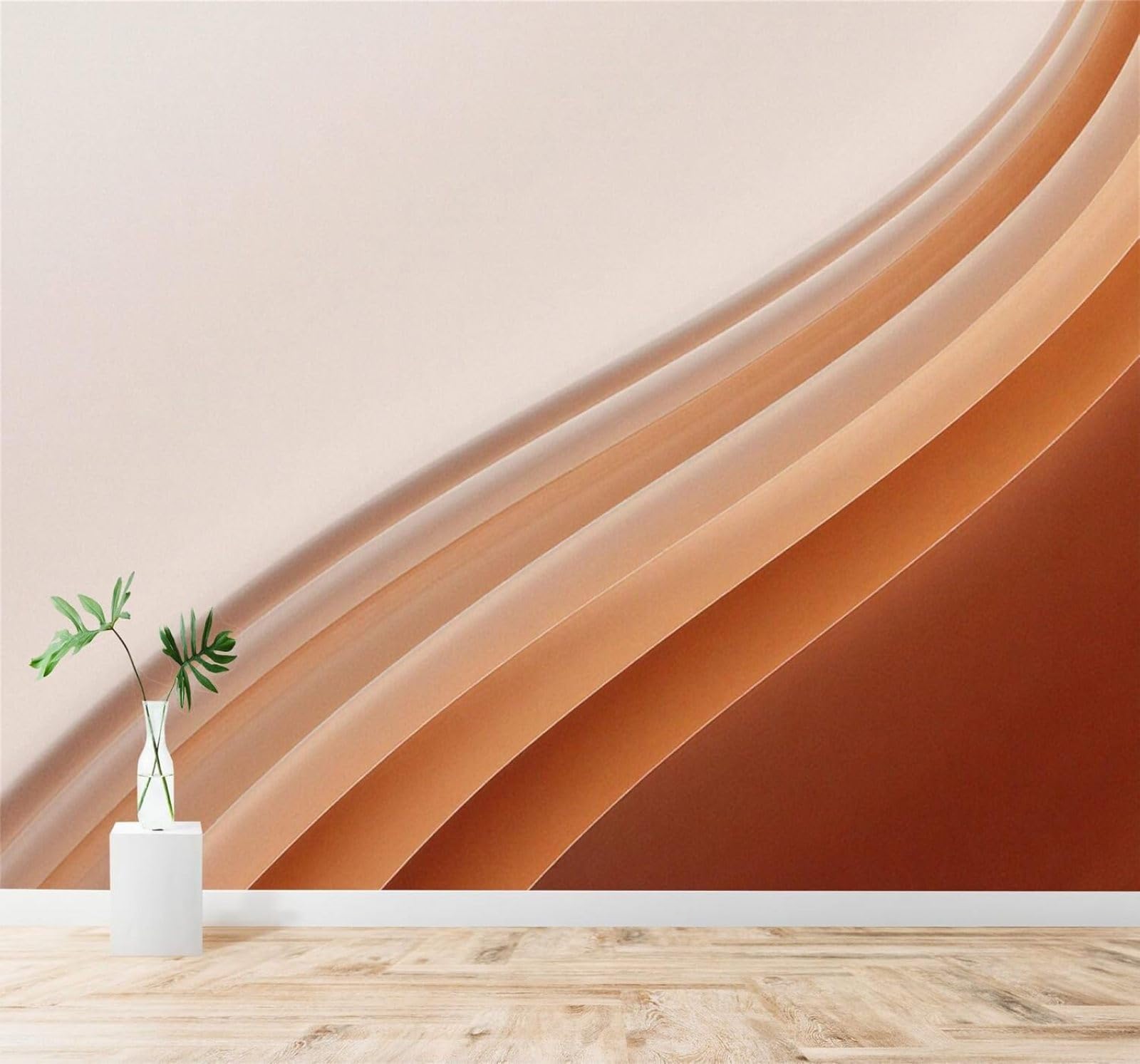 XLMING Abstract Minimalist Beige Brown Curves 3D Wallpaper Silky Texture Home Study Office Grey Dining Room Sofa Bedroom Living Room TV Backdrop-430cm×300cm