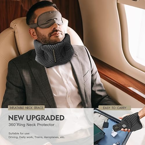 Miniatura 2 de Almohada inflable para el cuello para viajes  Almohada inflable ajustable para avión, coche, tren, oficina y hogar  Compacta, ligera y ergonómica