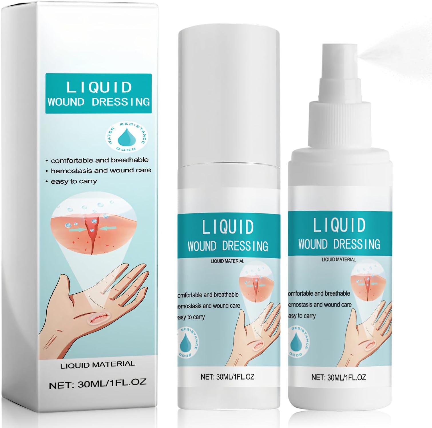 New Skin Liquid Plaster Spray, 2 * 30Ml Wound Spray Bandage, Waterproof/Breathable/Quick-Drying Patch, Transparent Dressing For Runners, Hikers, Cyclists And Musicians