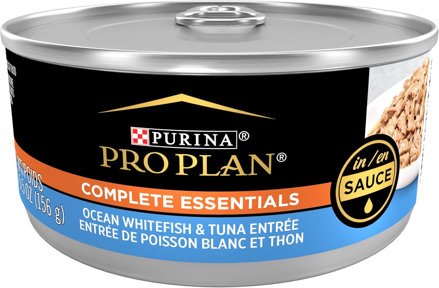Purina Pro Plan Gravy, High Protein Wet Cat Food, Complete Essentials Ocean Whitefish and Tuna Entree in Sauce – (Pack of 24) 5.5 oz. Cans